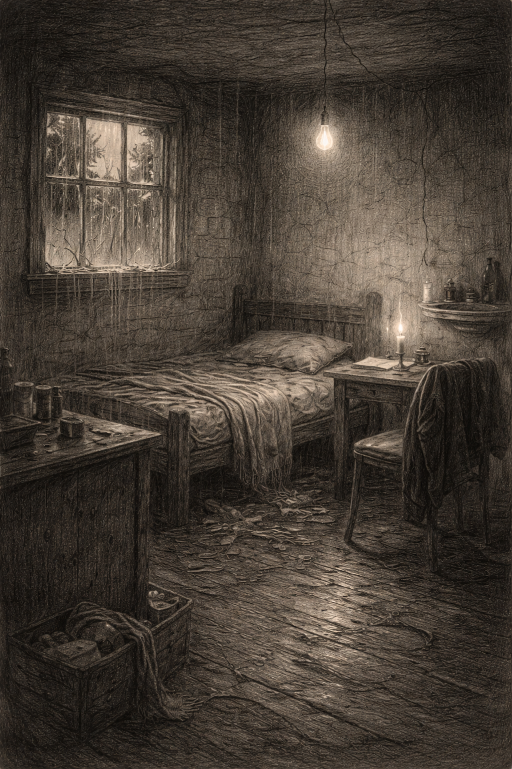 Father and son beneath a sycamore tree at dusk